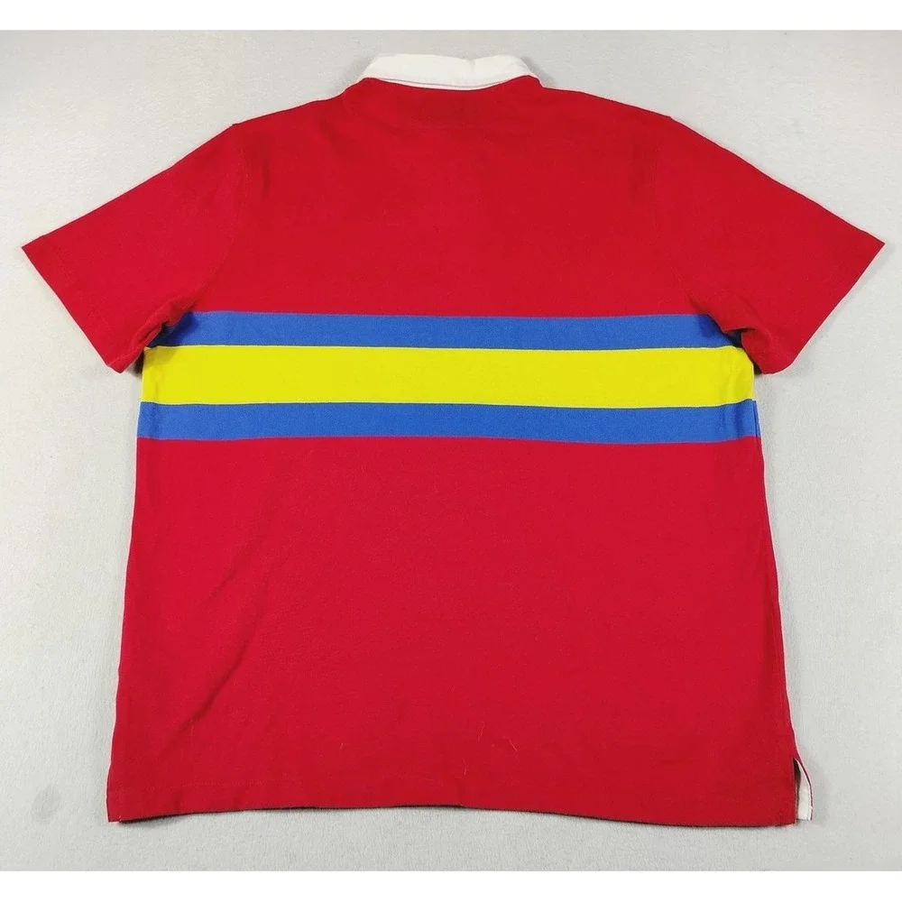 Polo Ralph Lauren Rugby Shirt Mens XL Red Blue Yellow Stripe Pony Classic Fit